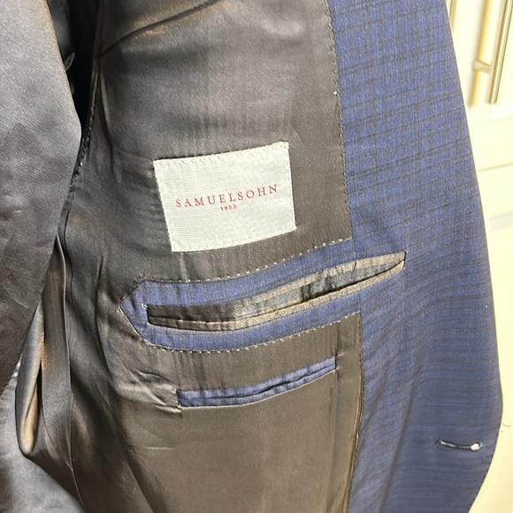 Samuelsohn for Harry Rosen Men’s 2-Button Super 130’s Wool Navy Check Blazer 44T - Picture 6 of 17